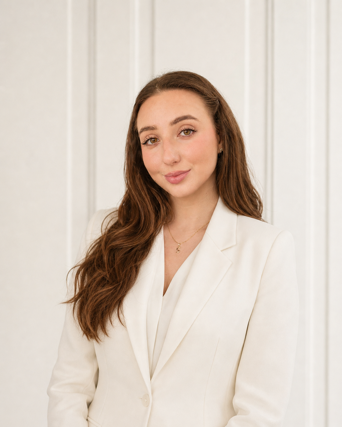 Sandra Wieraszko in a white blazer